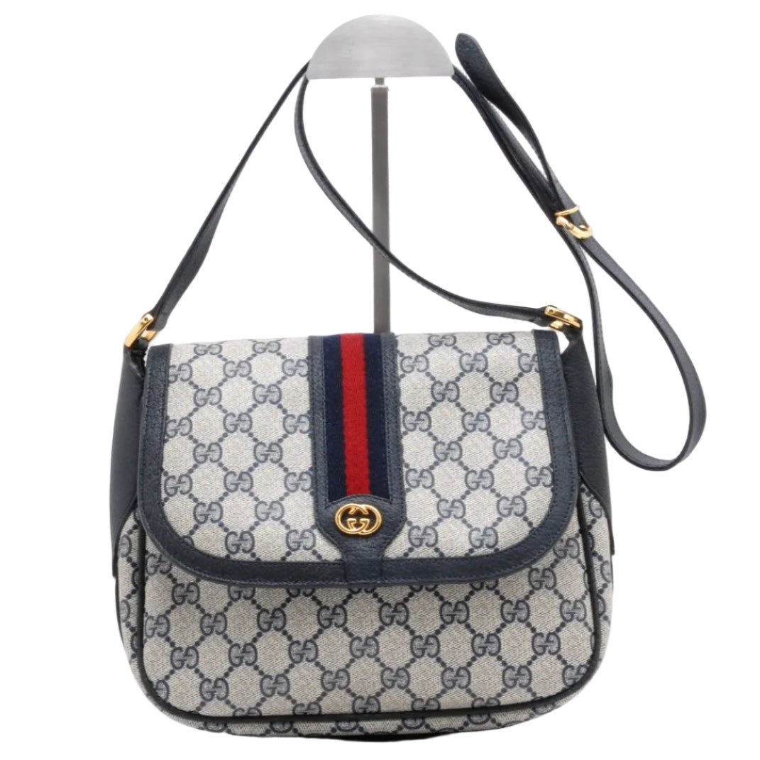 Gucci GG Supreme Shoulder Bag - Navy Blue, Canvas