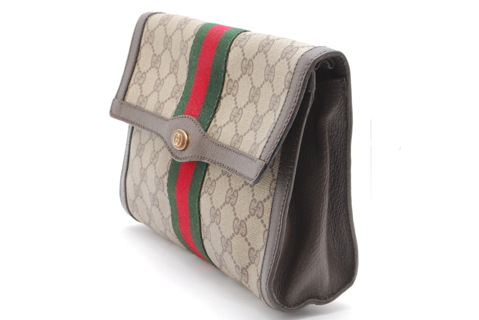 Gucci Sherry Clutch Bag - Beige, PVC Leather