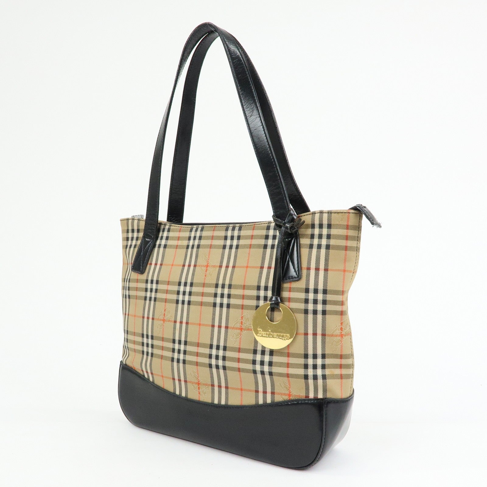 Burberry Nova Plaid Tote Shoulder Bag - Beige, Canvas and Leather