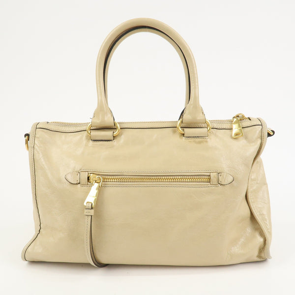 Miu Miu Logo Leather 2Way Bag - Beige, Leather 