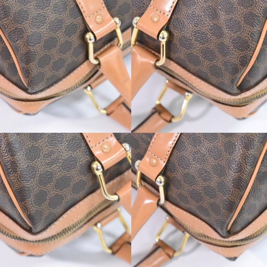 Celine Macadam PVC Boston Handbag Brown