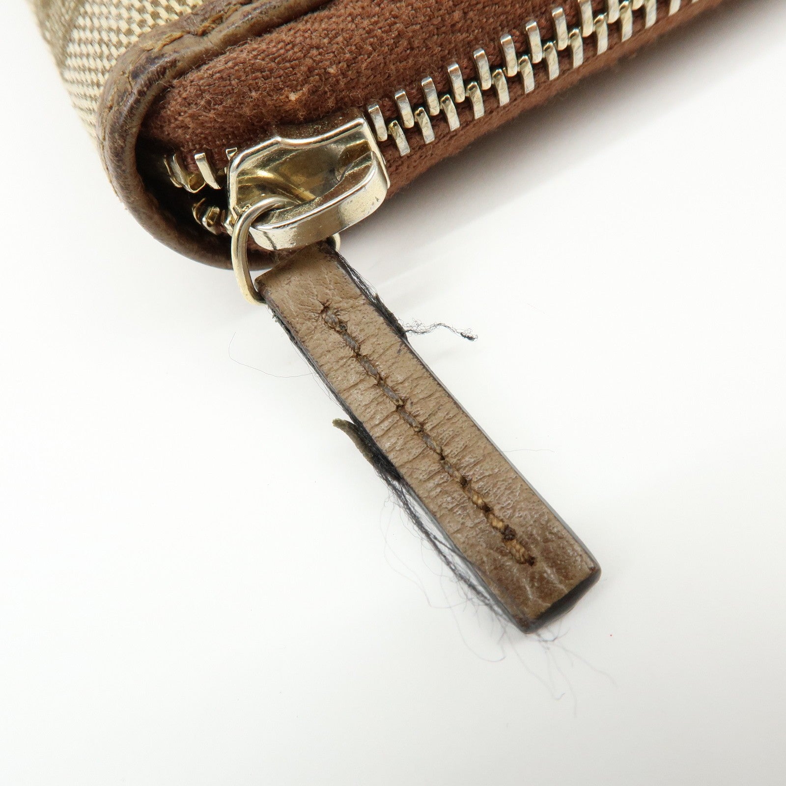 Gucci GG Canvas Leather Round Zippy Long Wallet - Beige, Brown, Canvas, Leather