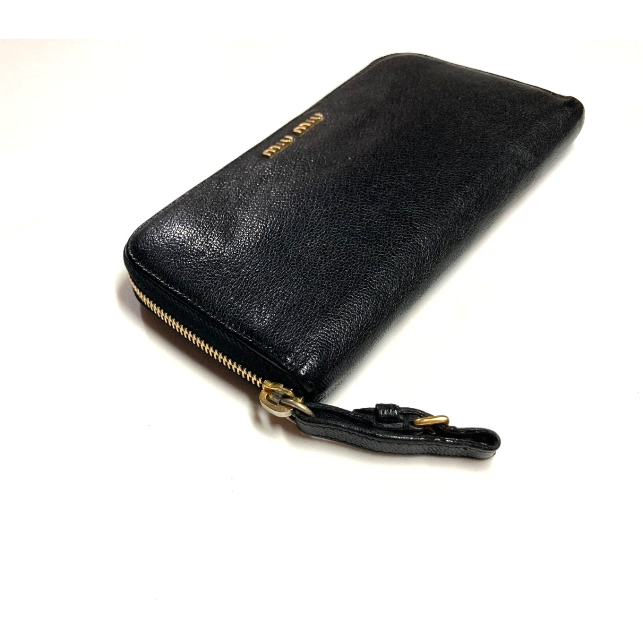 MIU MIU VINTAGE ZIP AROUND EMBOSSED LEATHER LONG WALLET