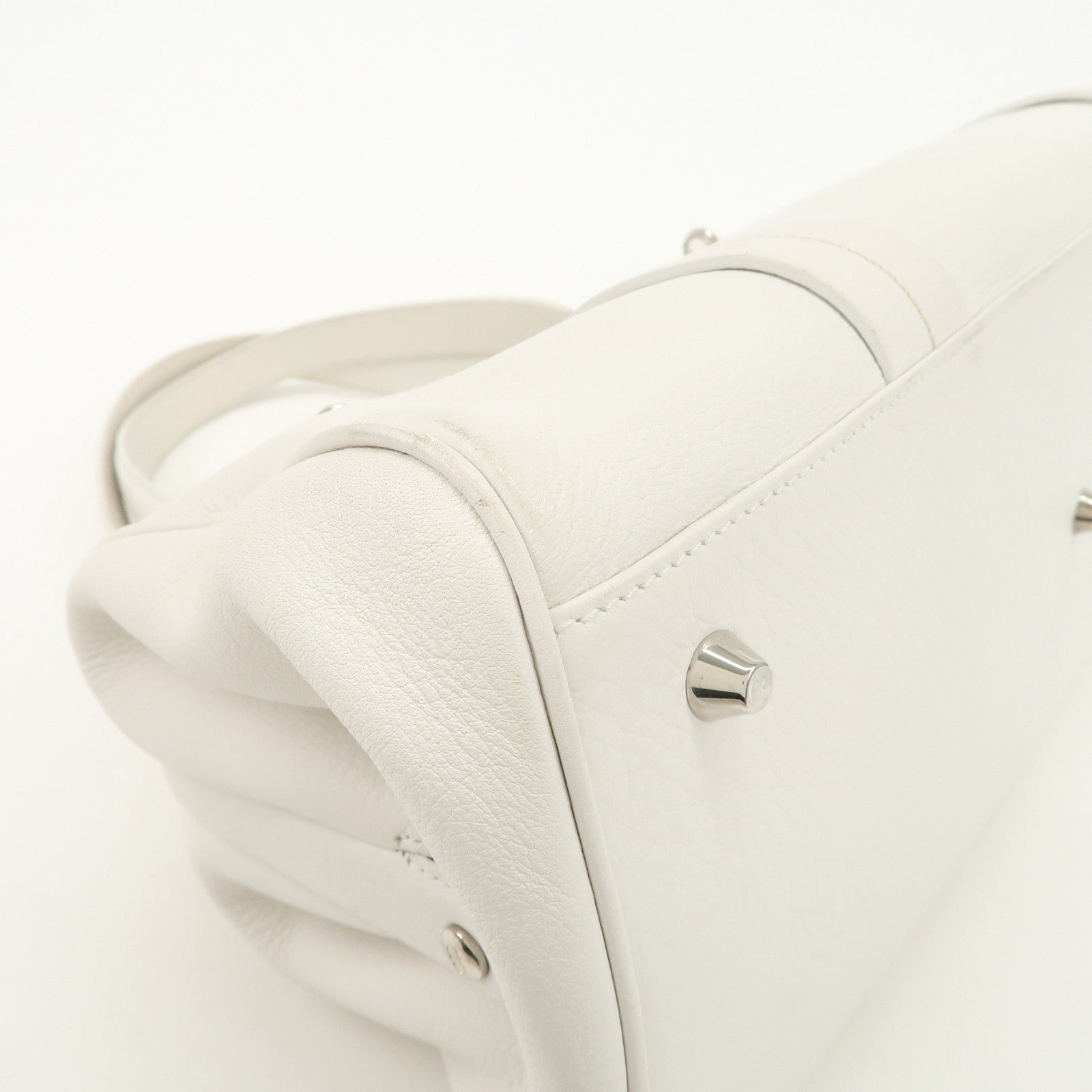 Christian Dior Logo Hand Bag - White, Leather