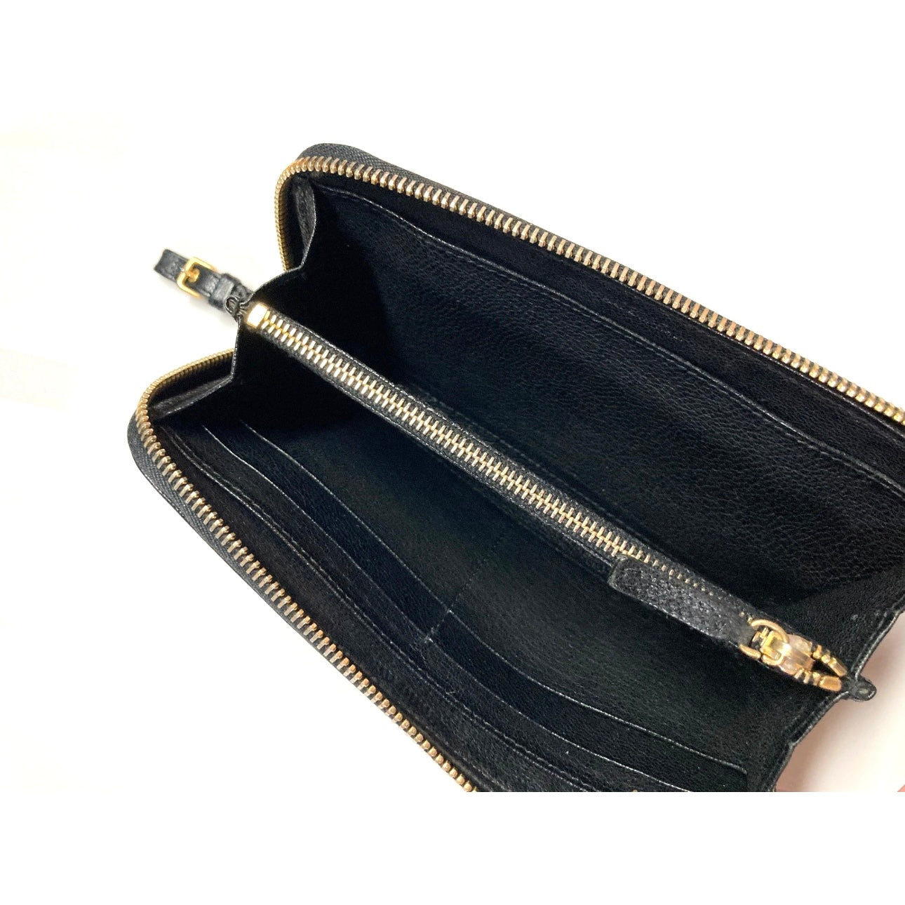 MIU MIU VINTAGE ZIP AROUND EMBOSSED LEATHER LONG WALLET