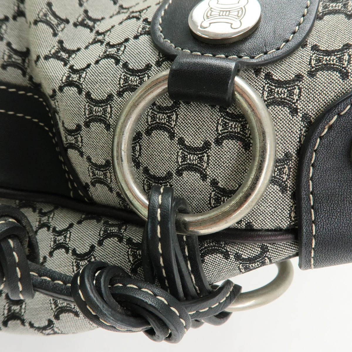Celine Macadam Shoulder Bag - Black, Canvas, Leather