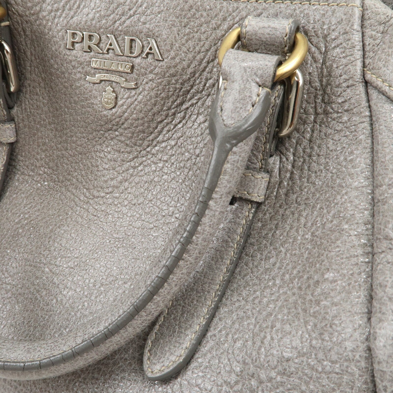 Prada Hand Bag - Gray, Leather