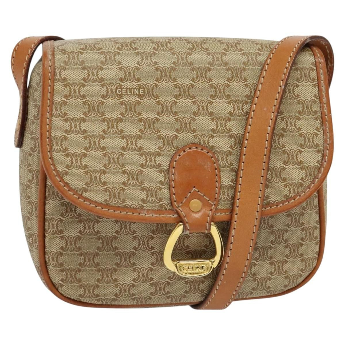 Celine Macadam Shoulder Bag - Beige/Gold, PVC Leather