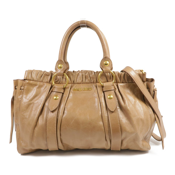 Miu Miu GHW 2 Way Shoulder Bag - Brown, Calfskin Leather 