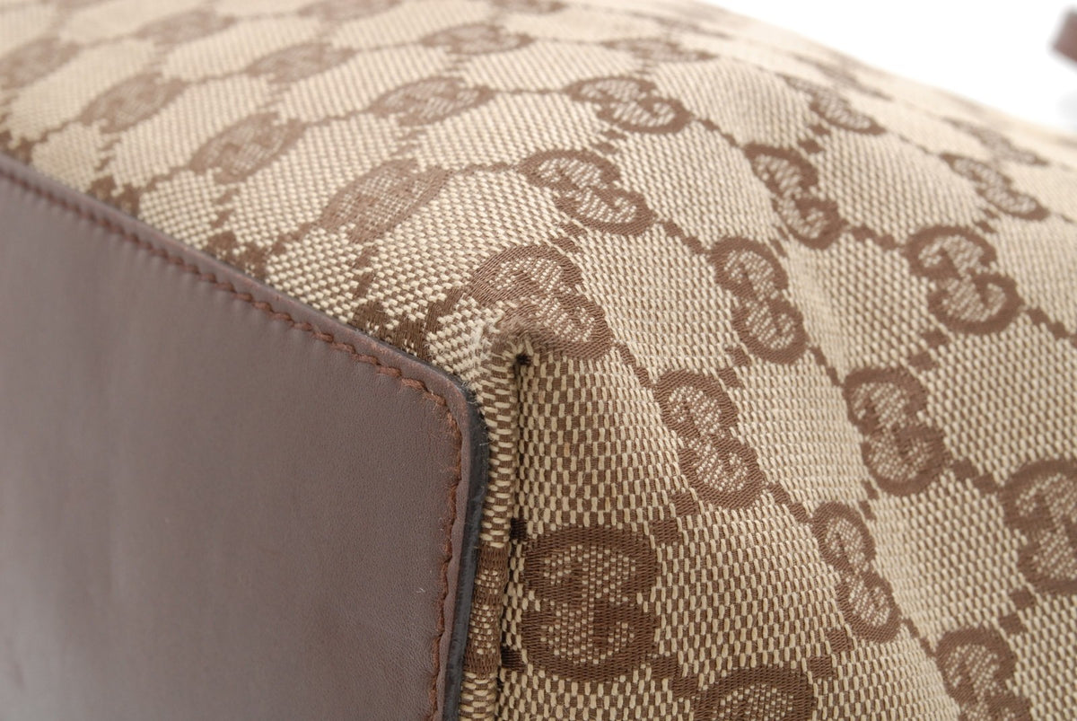 Gucci GG Tote Shoulder Bag - Beige Brown, Canvas Leather
