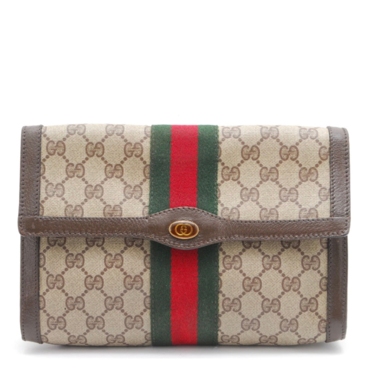 Gucci Sherry Clutch Bag - Beige, PVC Leather