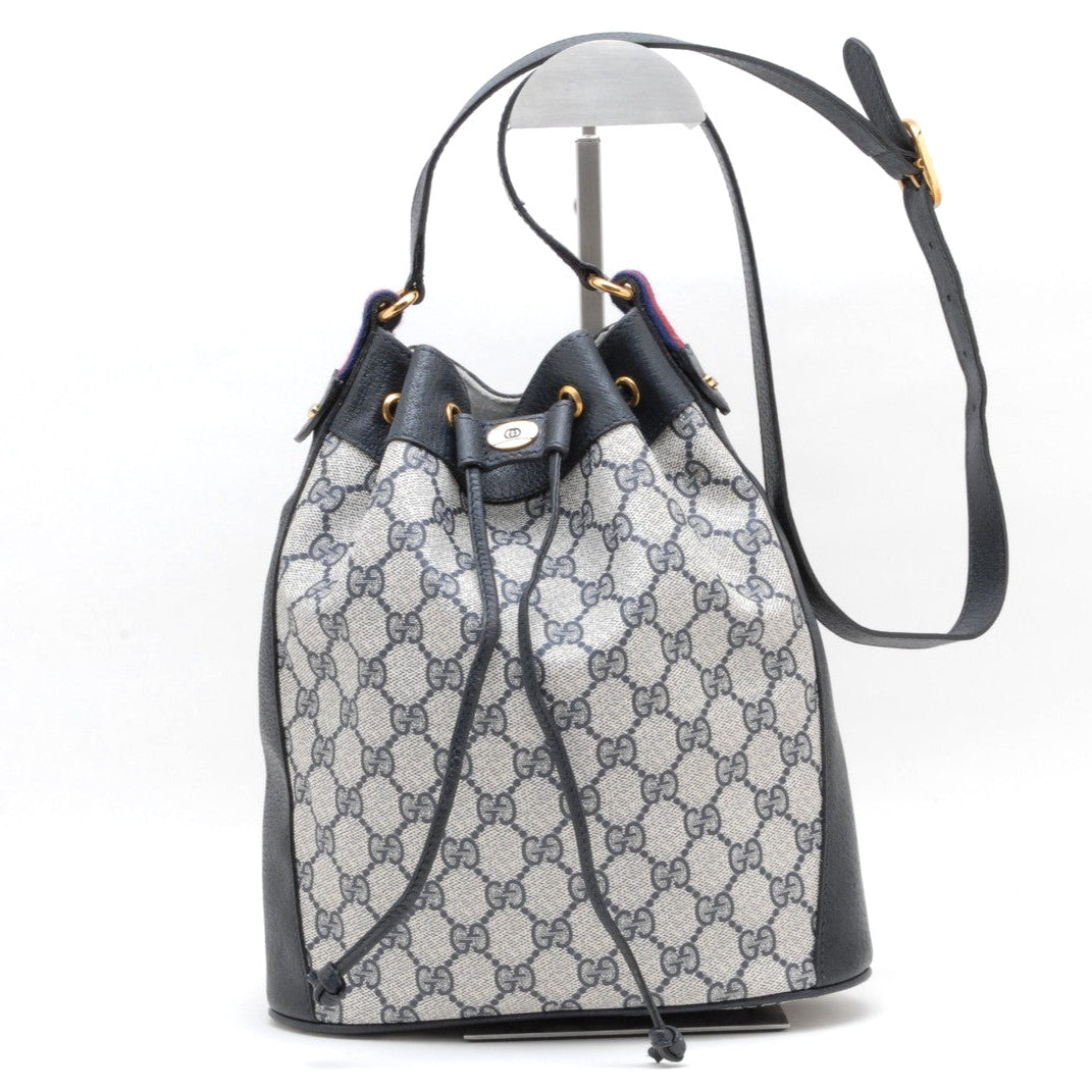 Gucci GG Bucket Bag Shoulder Bag - Navy, Canvas and Leather