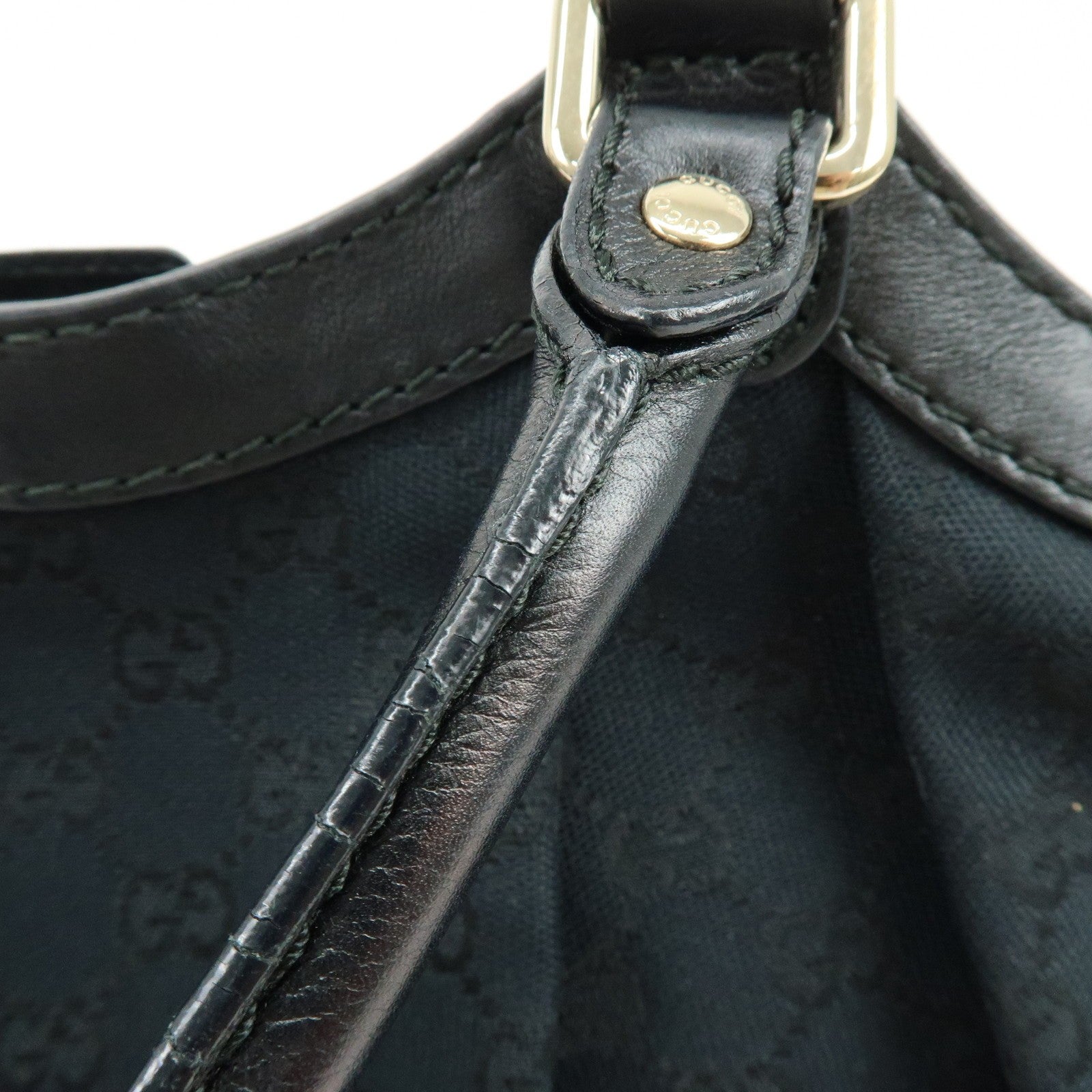 GUCCI Sukey GG Canvas Leather Tote Bag Hand Bag Black