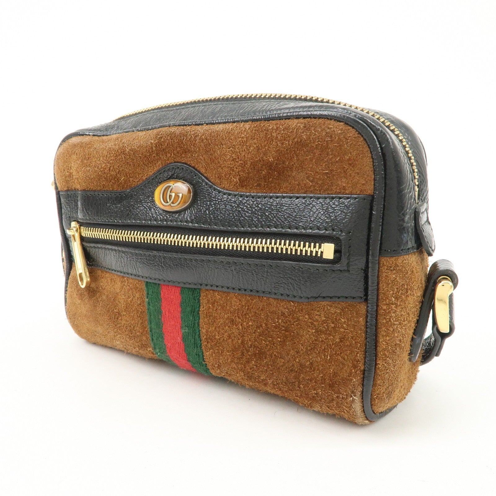 Gucci Ophidia Sherry Shoulder Bag - Brown, Suede Patent Leather