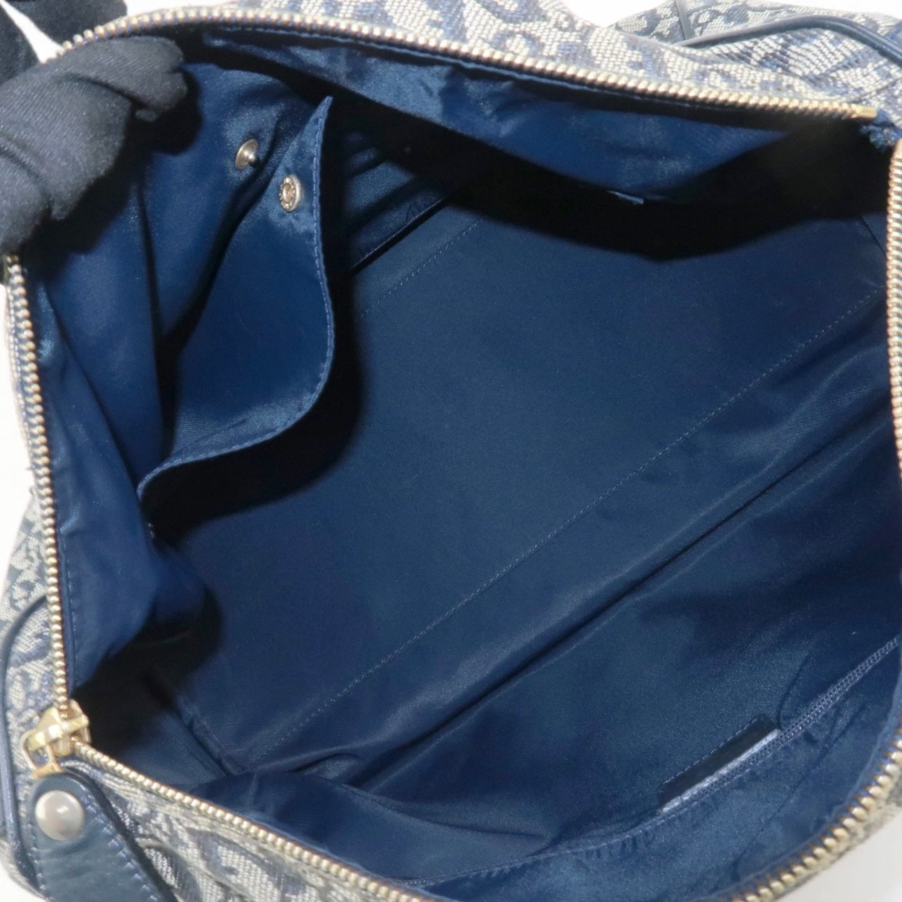Christian Dior Jacquard Boston-  Navy, Leather.