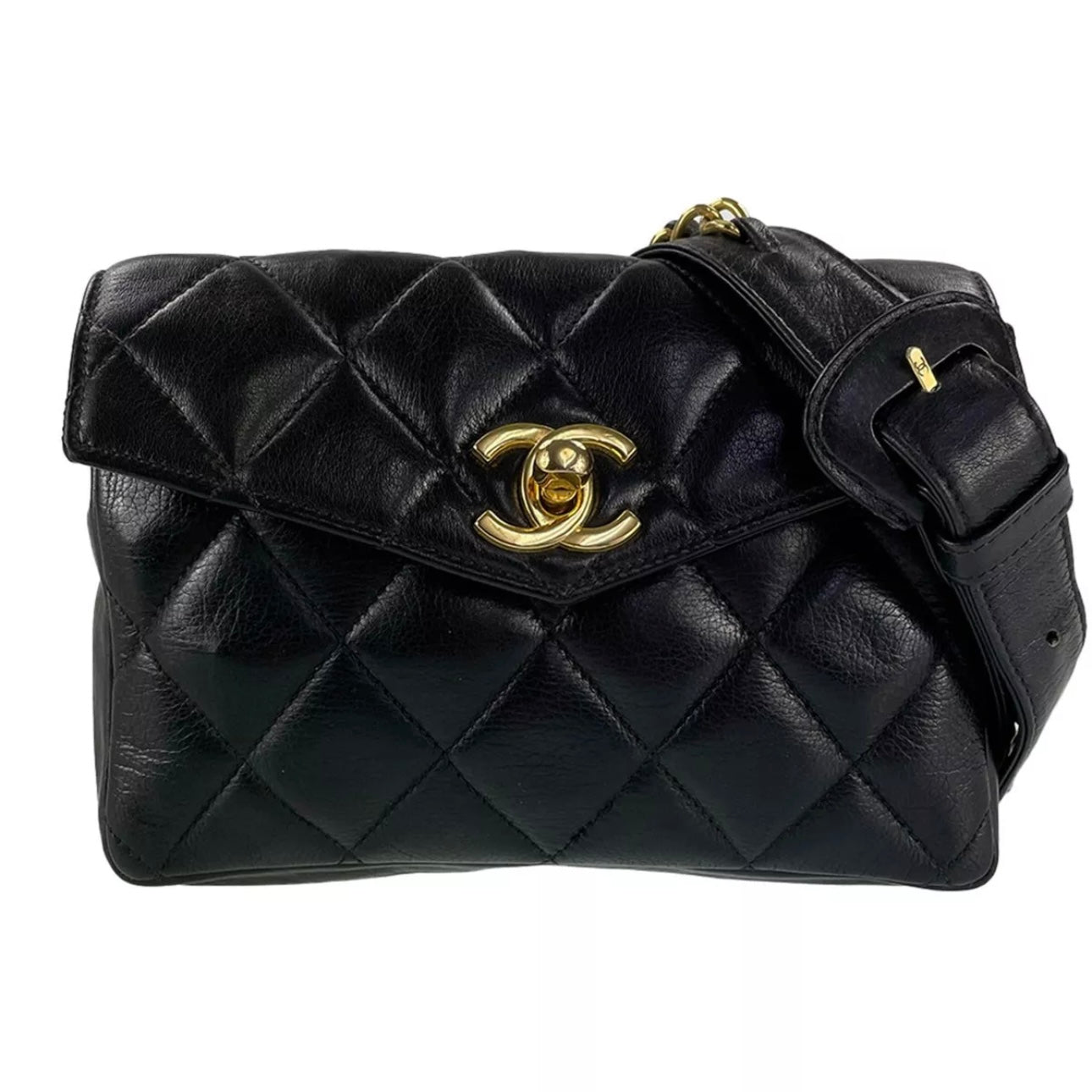 Chanel Matelasse Lambskin Leather Black Waist bag