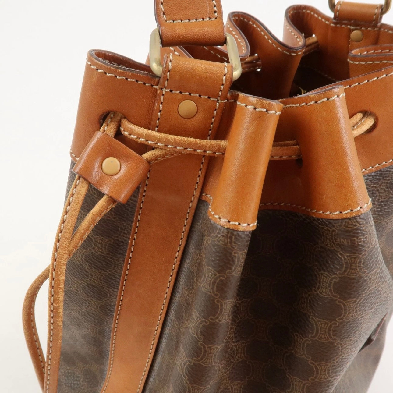 CELINE Macadam Bucket Drawstring Shoulder Bag