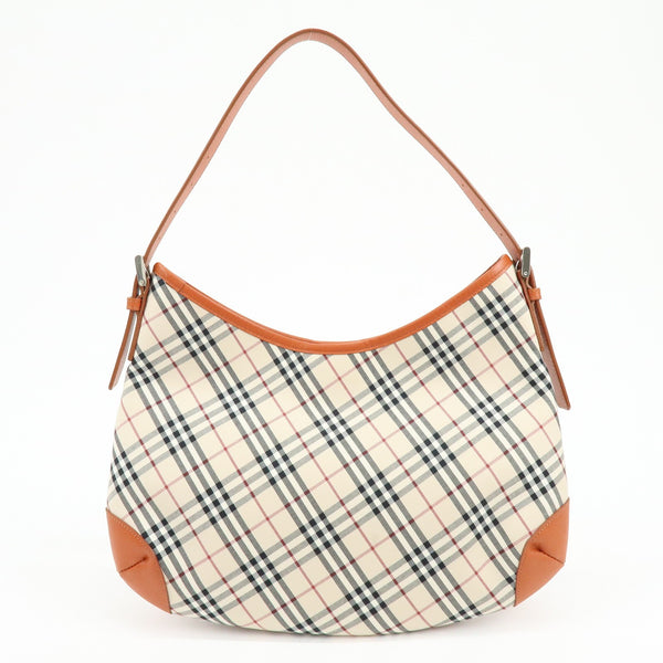 Burberry Nova Plaid Shoulder Bag - Beige, Canvas, Leather