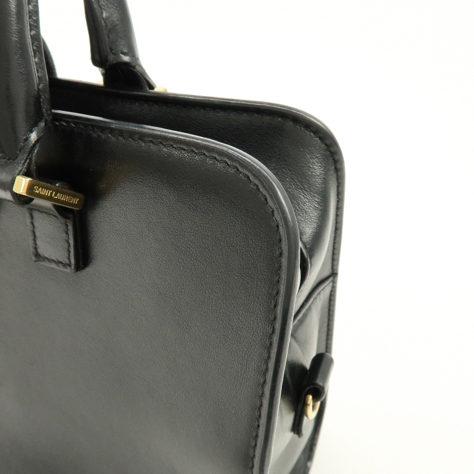 Saint Laurent Paris Baby Cabas Cassandra Hand Bag - Black, Leather 