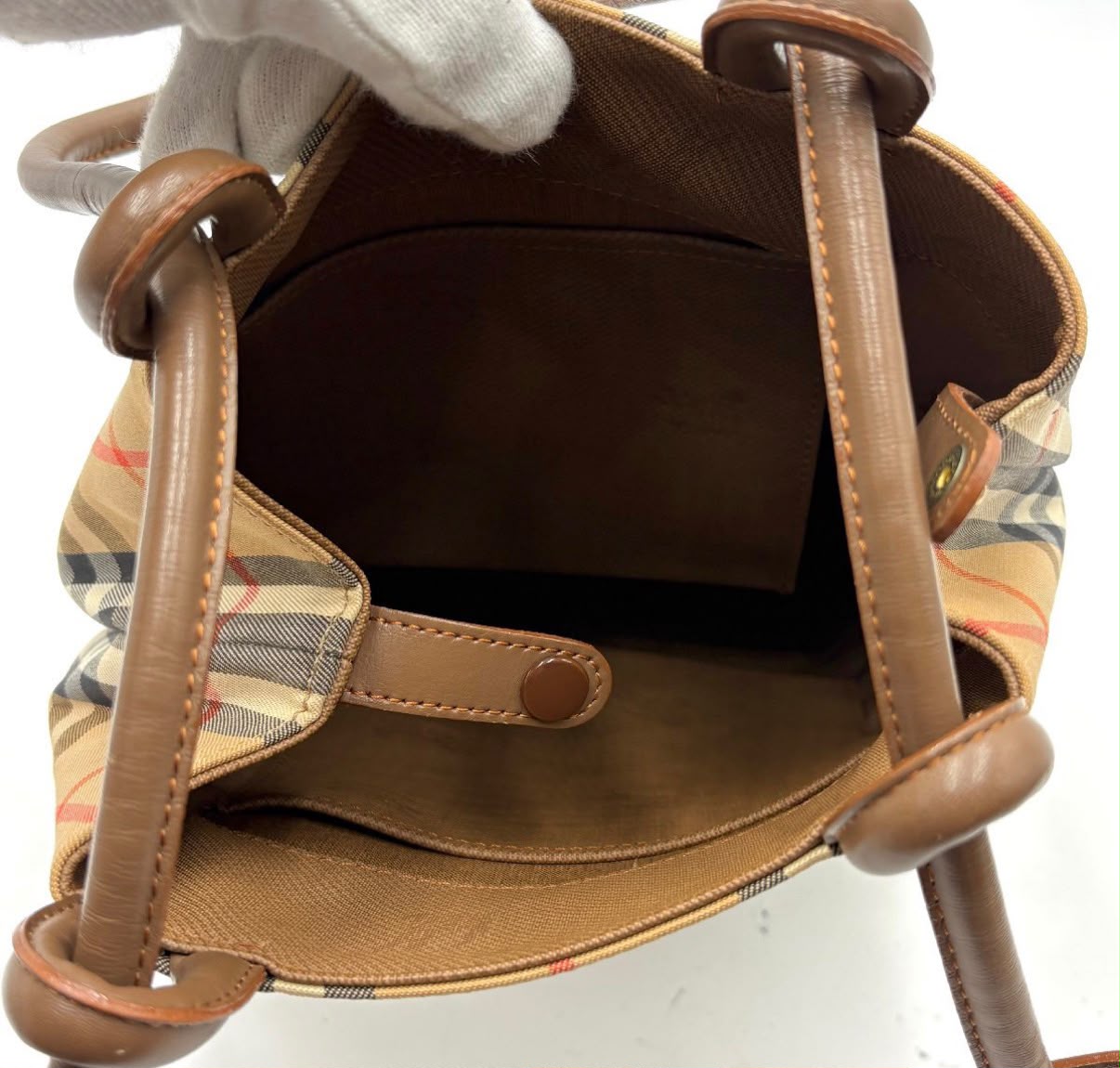 Burberry Nova Check Tote Hand Bag - Brown Beige, Leather
