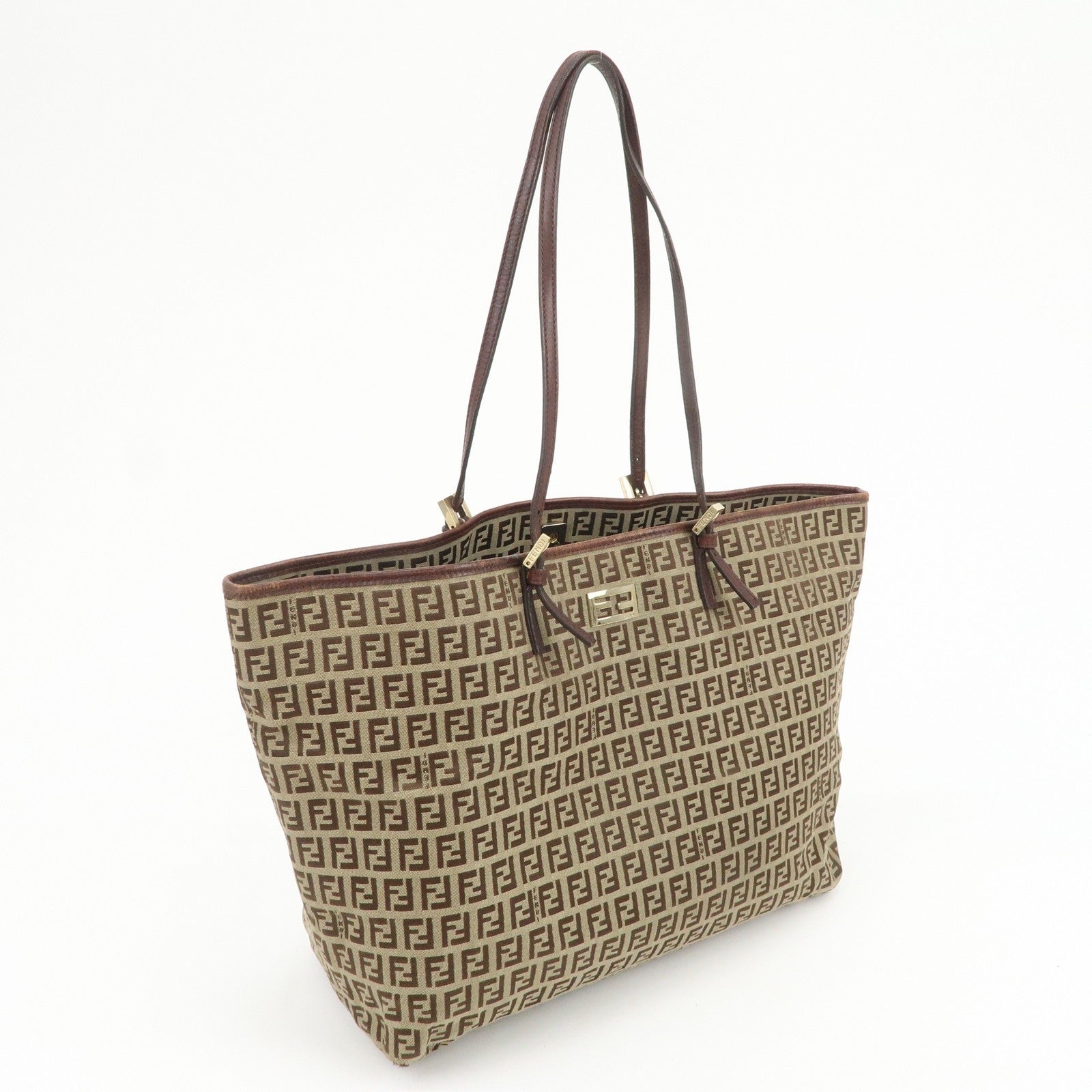 Fendi Tote Shoulder Bag - Beige Brown, Canvas Leather