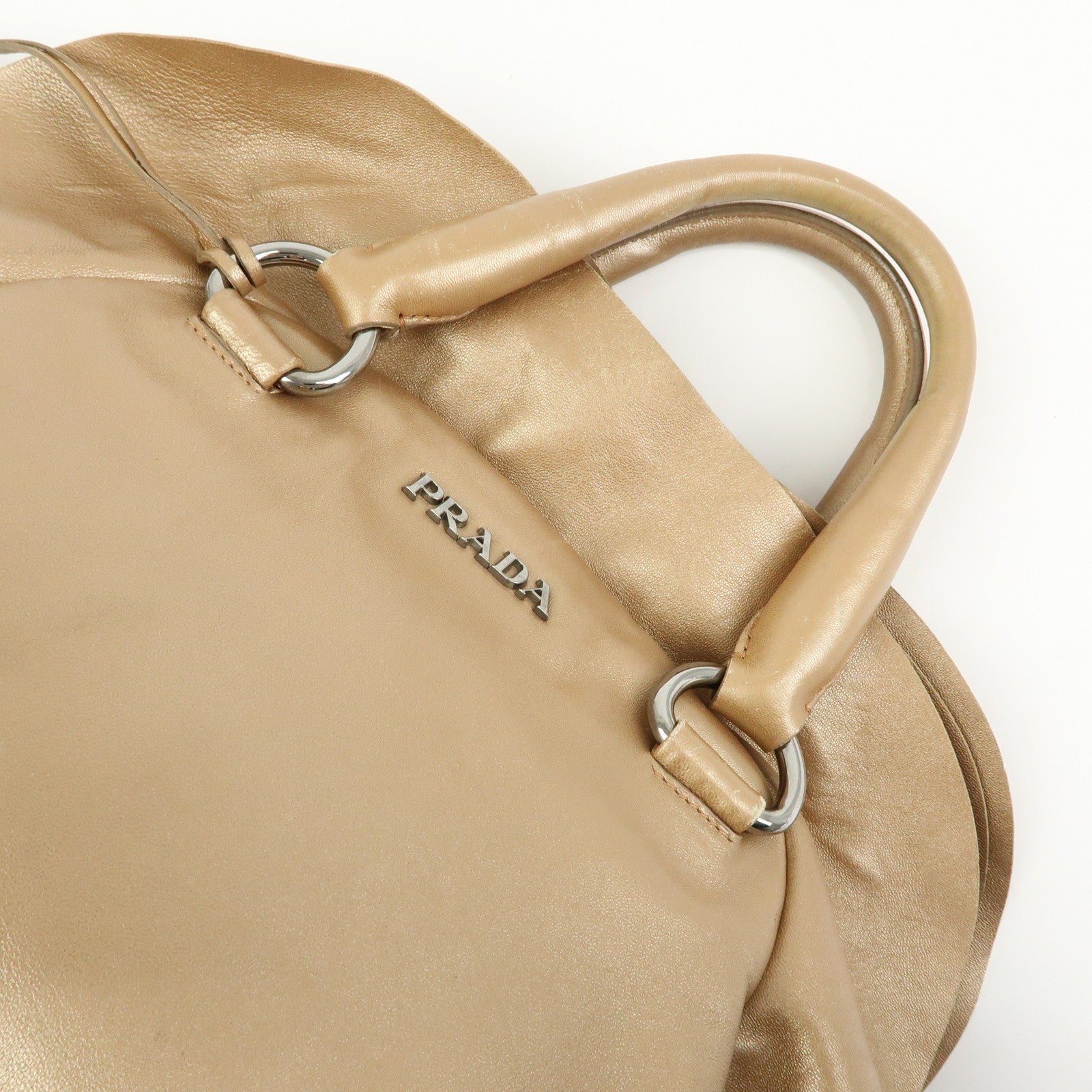 Prada Frilled Leather Tote Bag - Champagne Gold, Leather