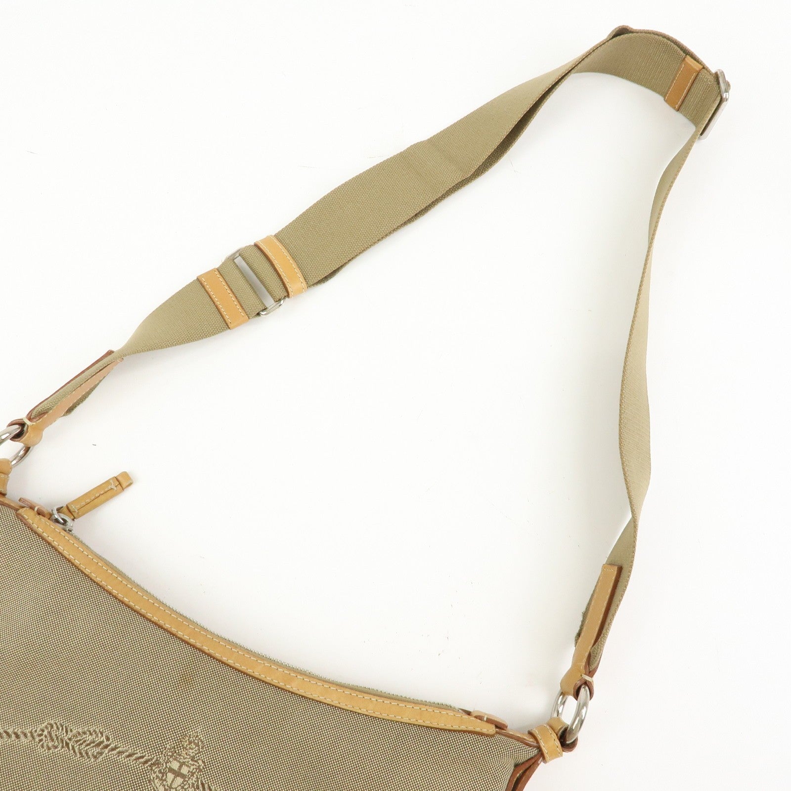Prada Logo Jacquard Shoulder Bag - Camel, Leather
