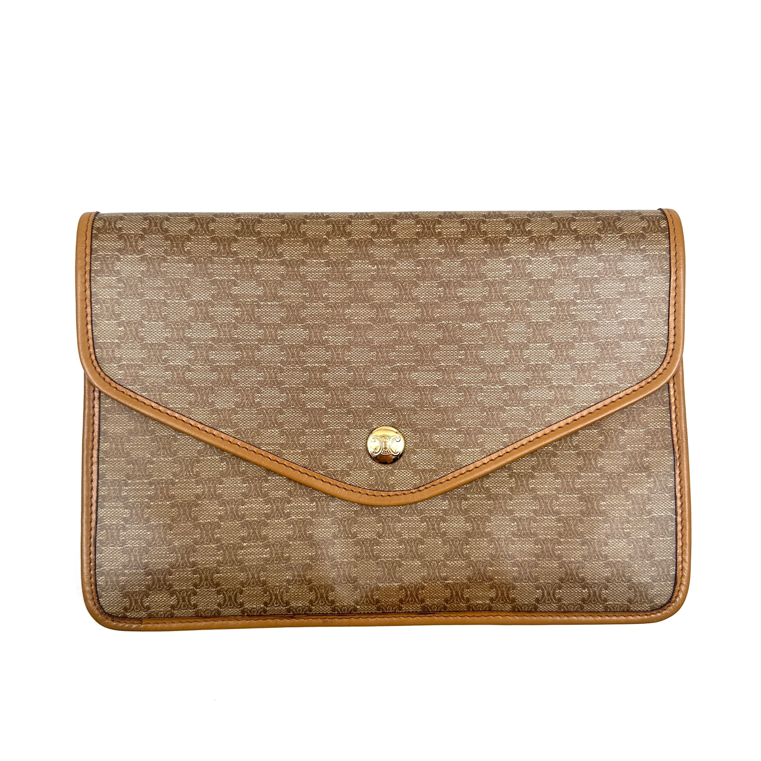 Celine Clutch Hand Bag Pouch Brown