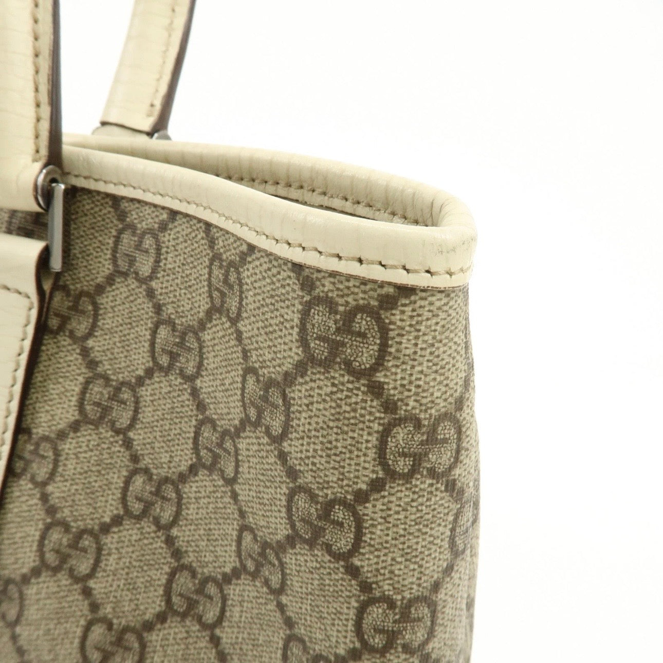 GUCCI GG Canvas Leather Shoulder Bag Tote Bag