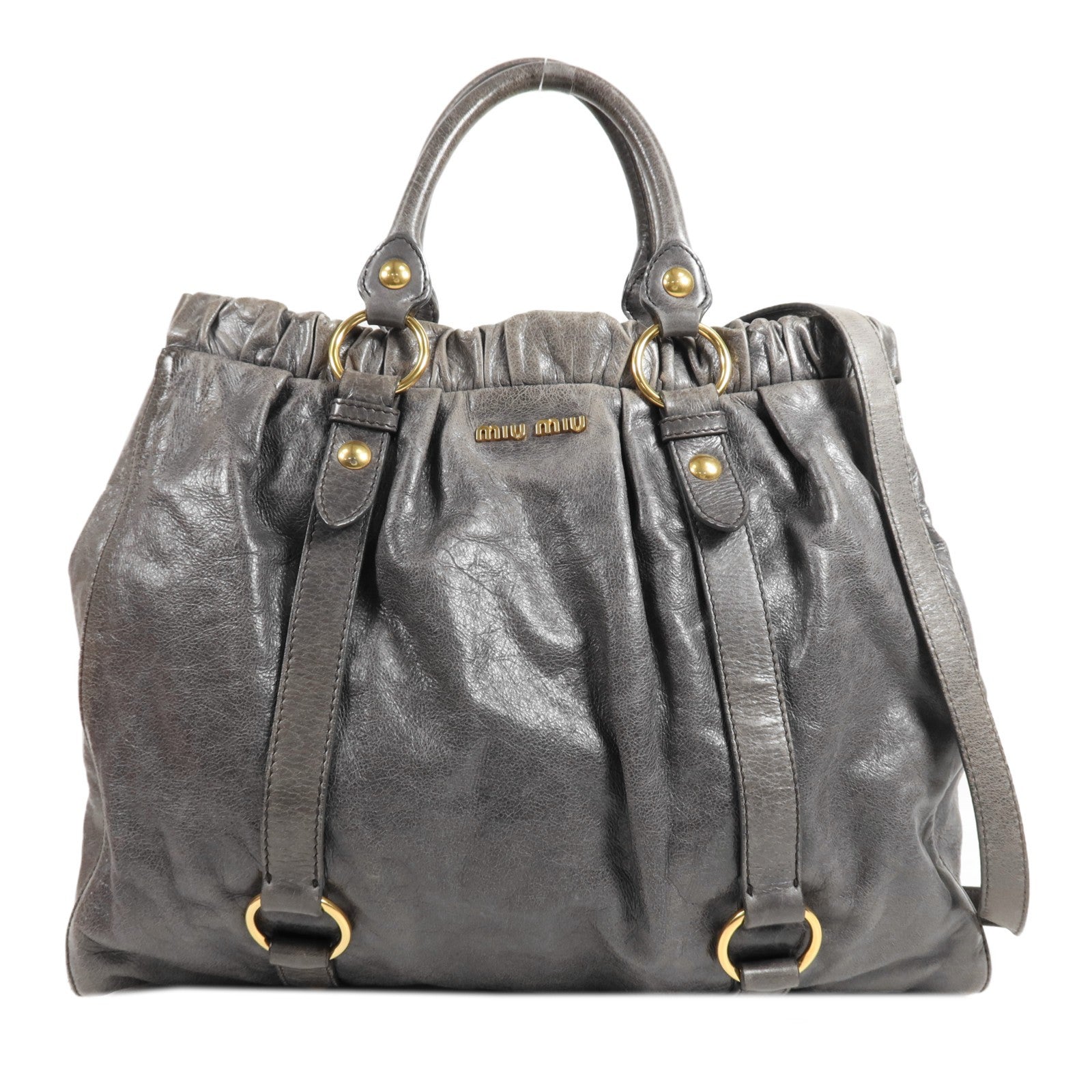 Miu Miu GHW Shoulder Bag - Grey, Calfskin Leather 