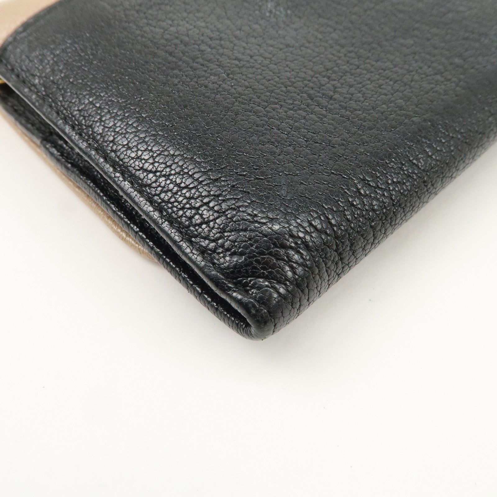 Miu Miu Madras Leather Chain Shoulder Wallet - Beige Black, Leather