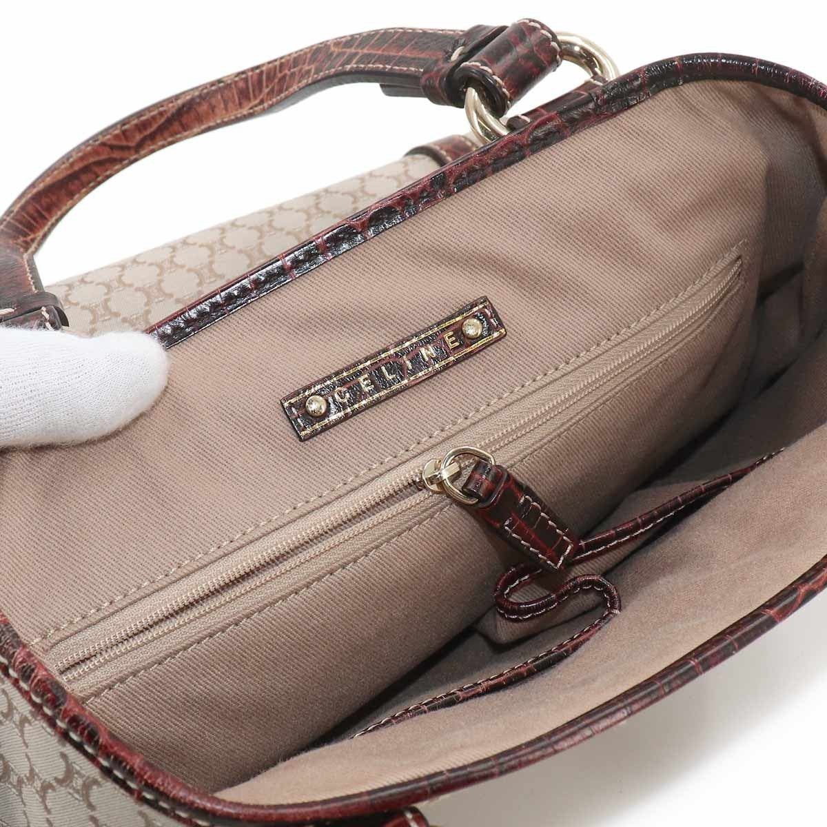 Celine Macadam Tote Bag - Beige, Brown, Canvas, Leather
