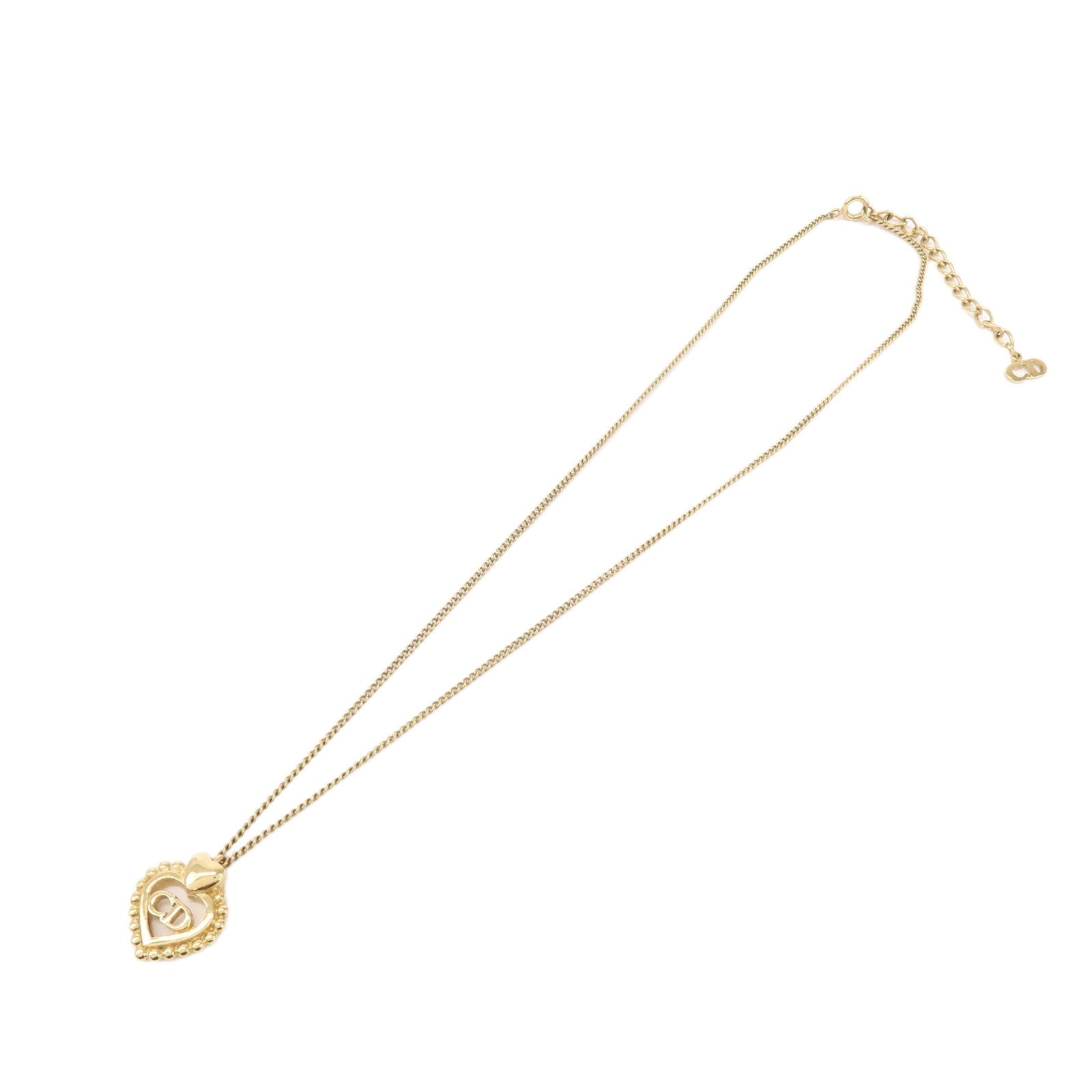 Christian Dior CD Logo Heart Necklace - Gold, Metal