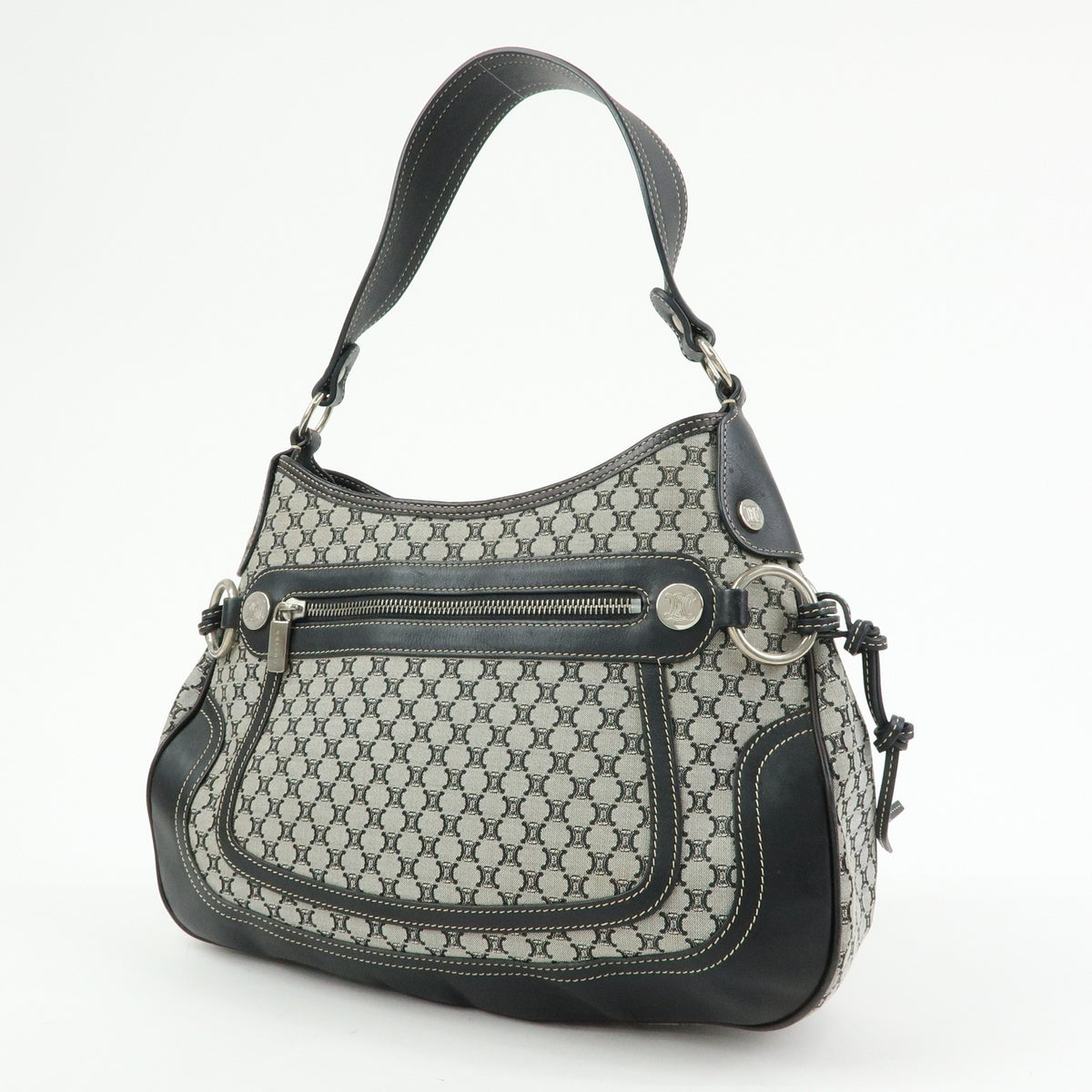 Celine Macadam Shoulder Bag - Black, Canvas, Leather