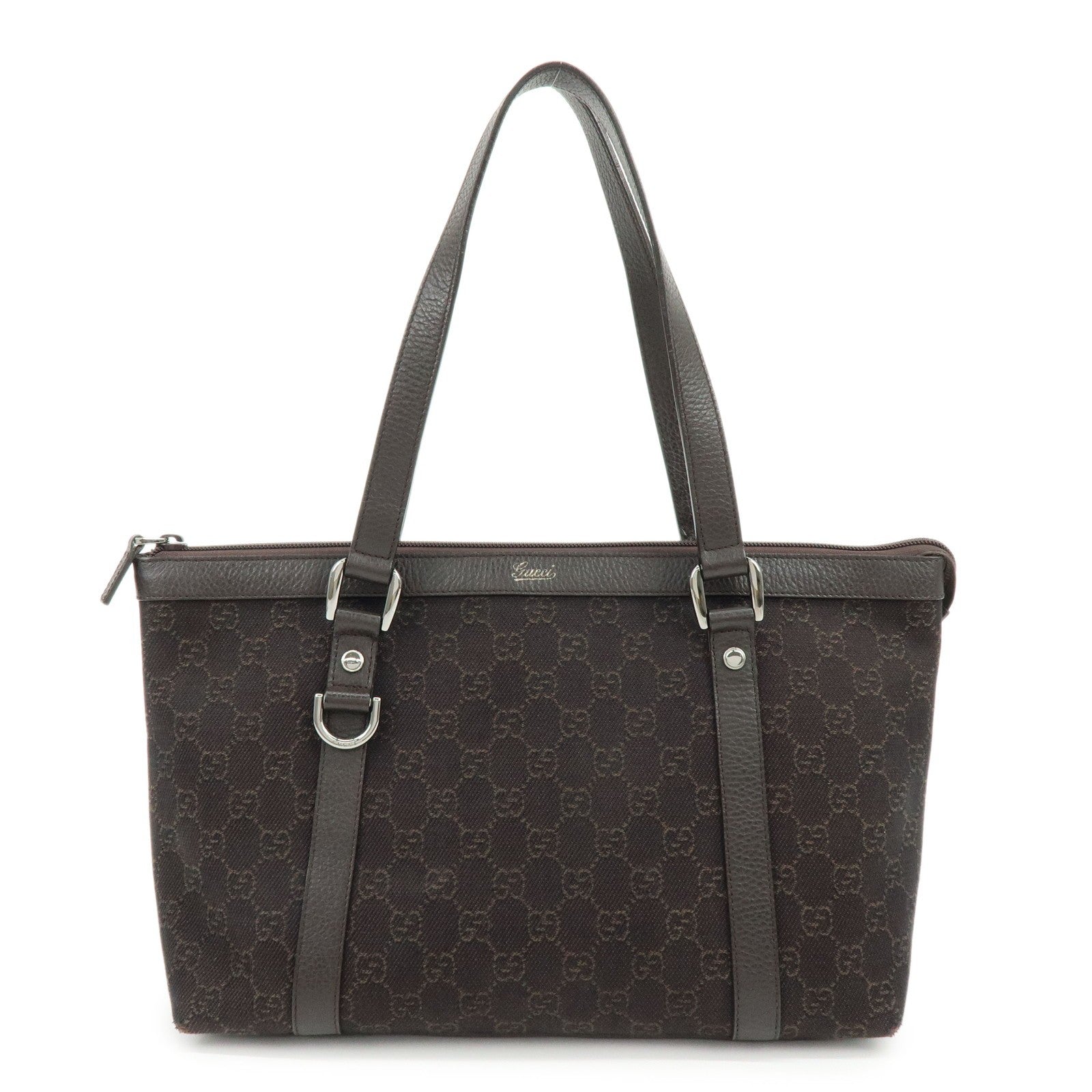 Gucci Abbey Tote Bag - Dark Brown, Denim, Leather