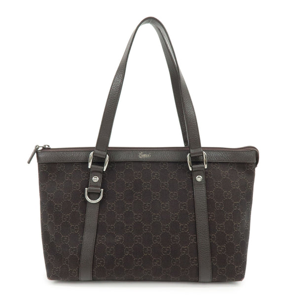 Gucci Abbey Tote Bag - Dark Brown, Denim, Leather