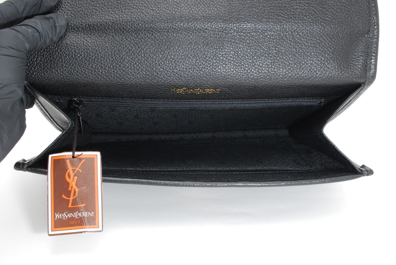 Saint Laurent Stitch Clutch Bag - Black, Leather 