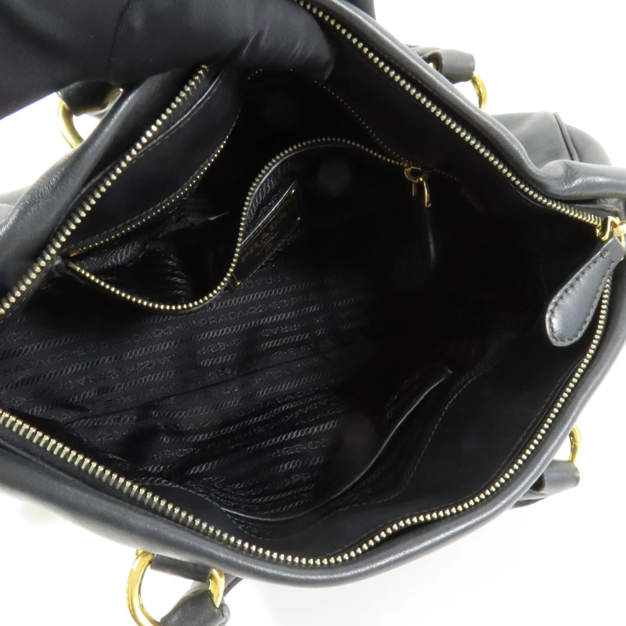 Prada GHW Bauletto Handbag - Black, Calfskin Leather