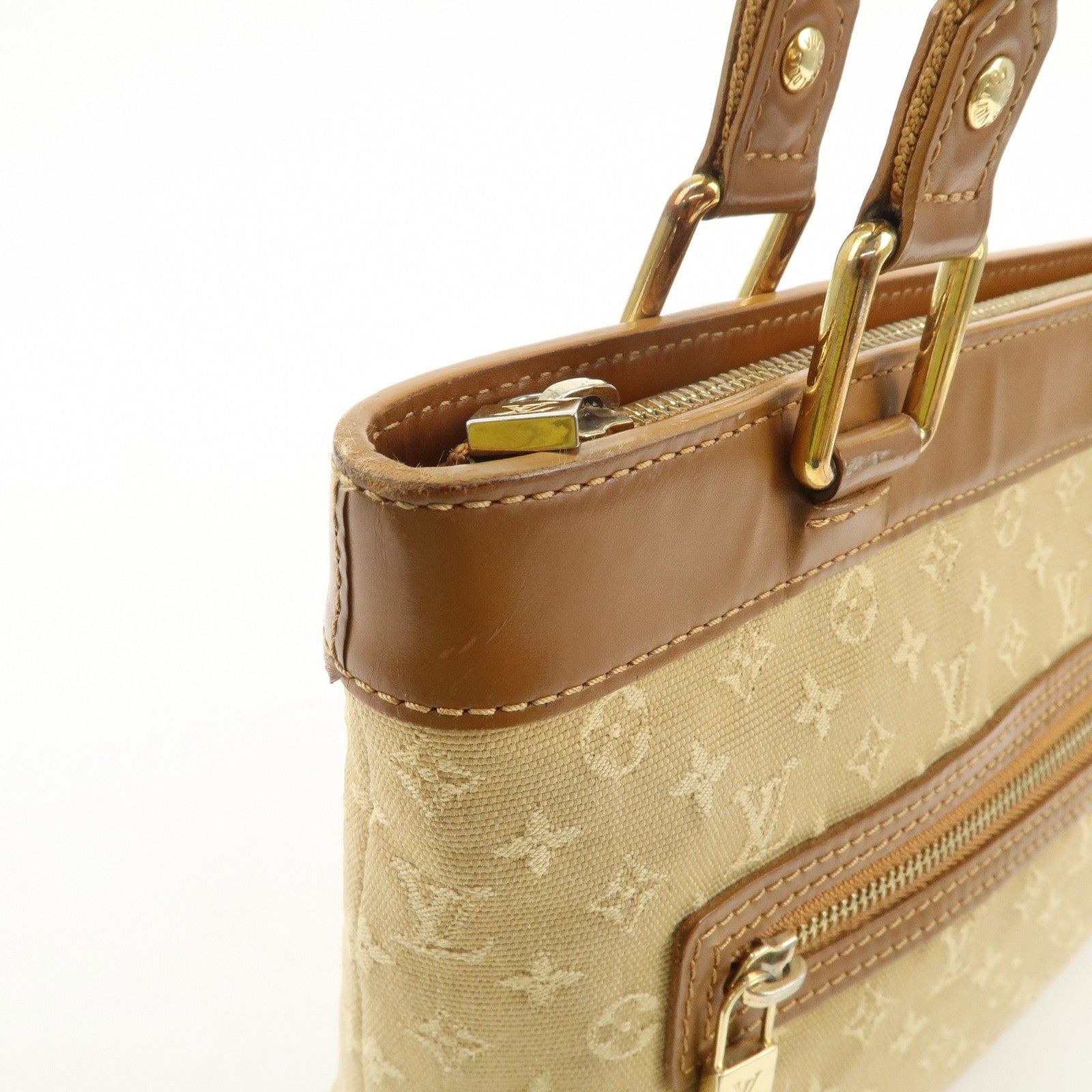 Louis Vuitton Monogram Mini Lucille PM Hand Bag - Beige, Monogram Mini Canvas