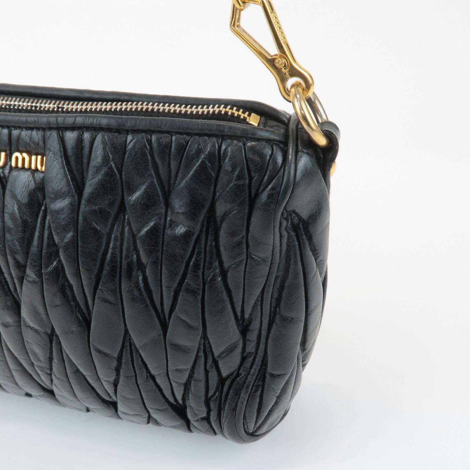 Miu Miu Matelasse Shoulder Bag - Black, Leather