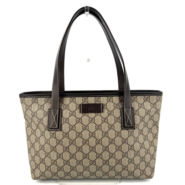 Gucci GG PVC Leather Supreme Tote Shoulder Bag Brown