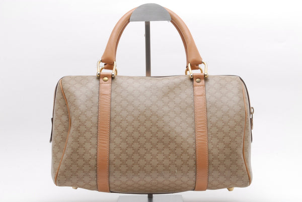 Celine Boston Bag Handbag - Beige Brown, PVC Leather