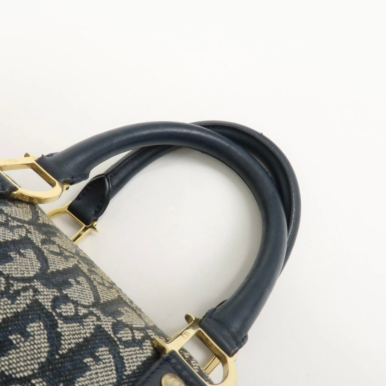 Christian Dior Jacquard Boston-  Navy, Leather.
