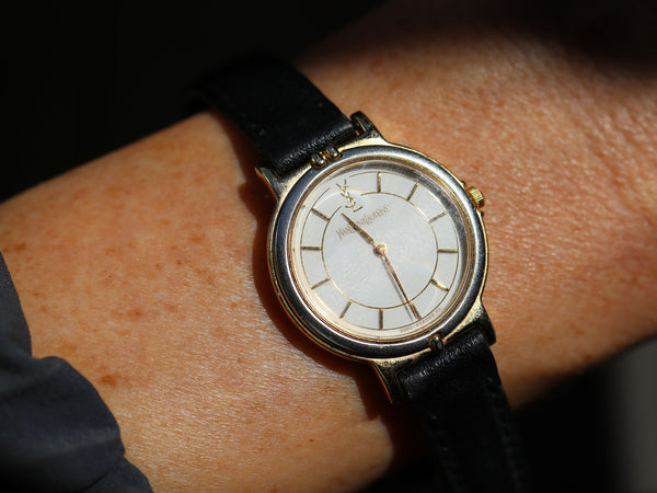Saint Laurent Yves Champagne Round Watch - Champagne, Leather