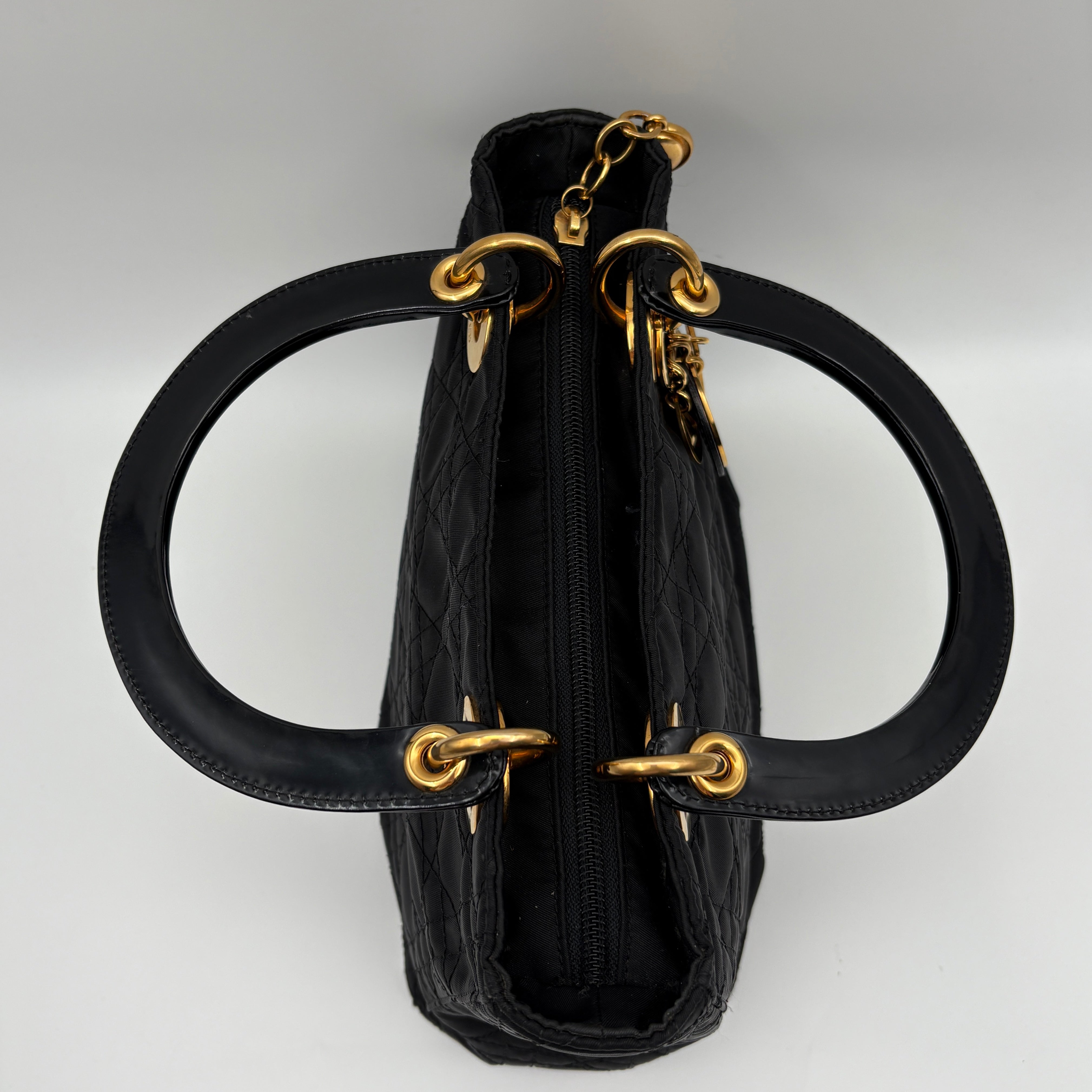 Christian Dior Lady Dior Hand bag Nylon Black