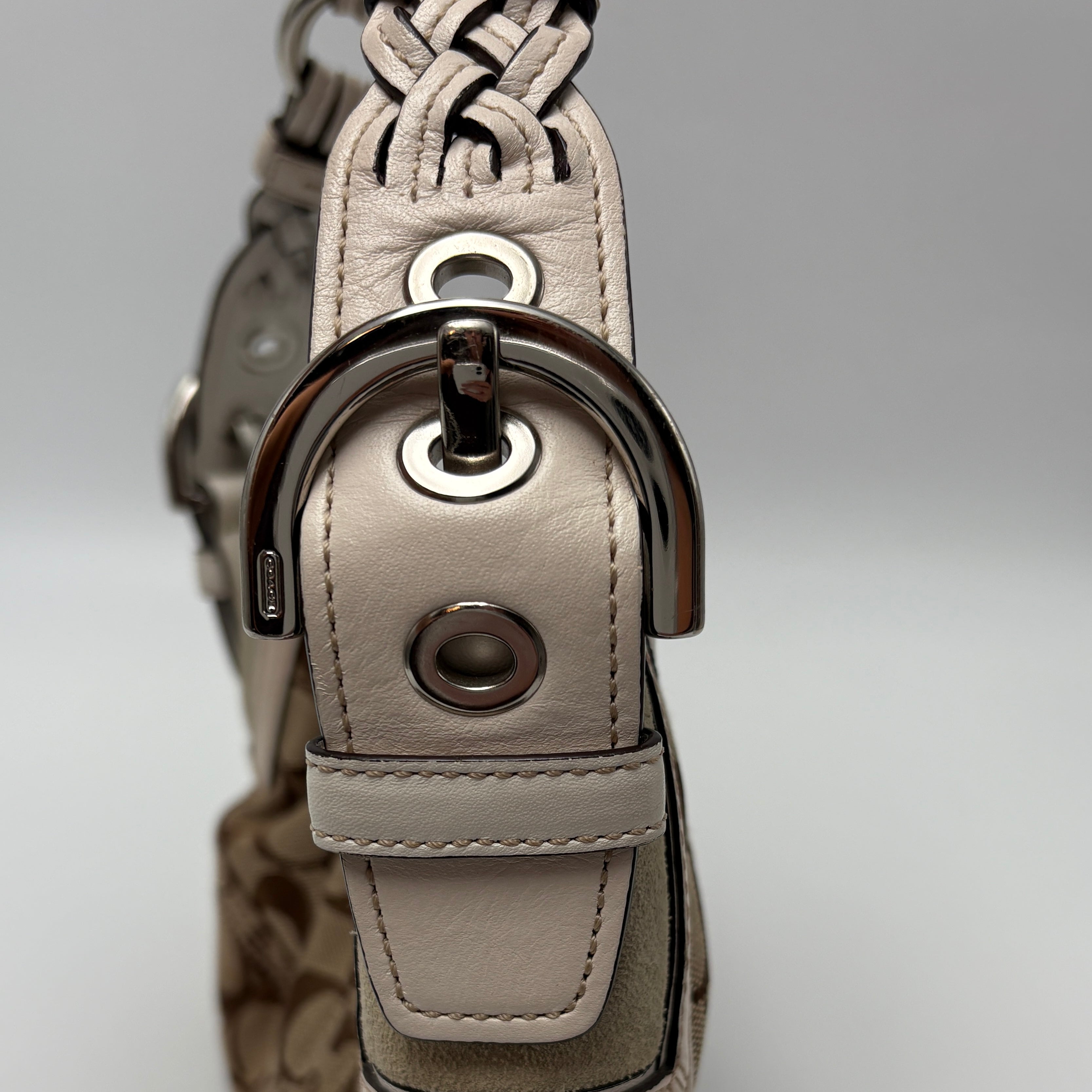 Coach Signature white hobo bag