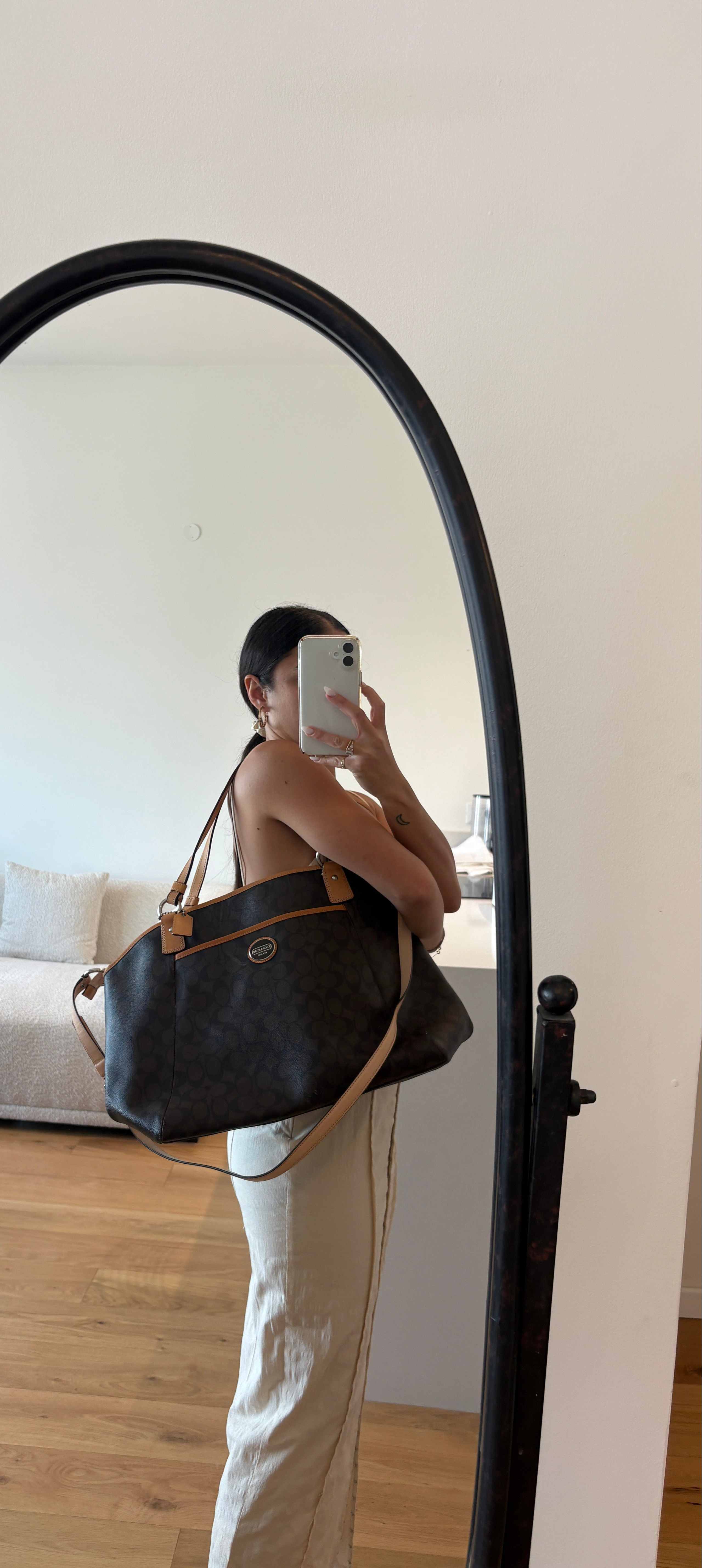 Coach Signature 2way bag Brown PVC leather