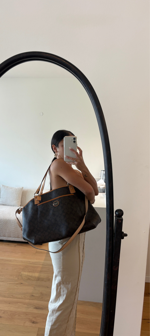 Coach Signature 2way bag Brown PVC leather