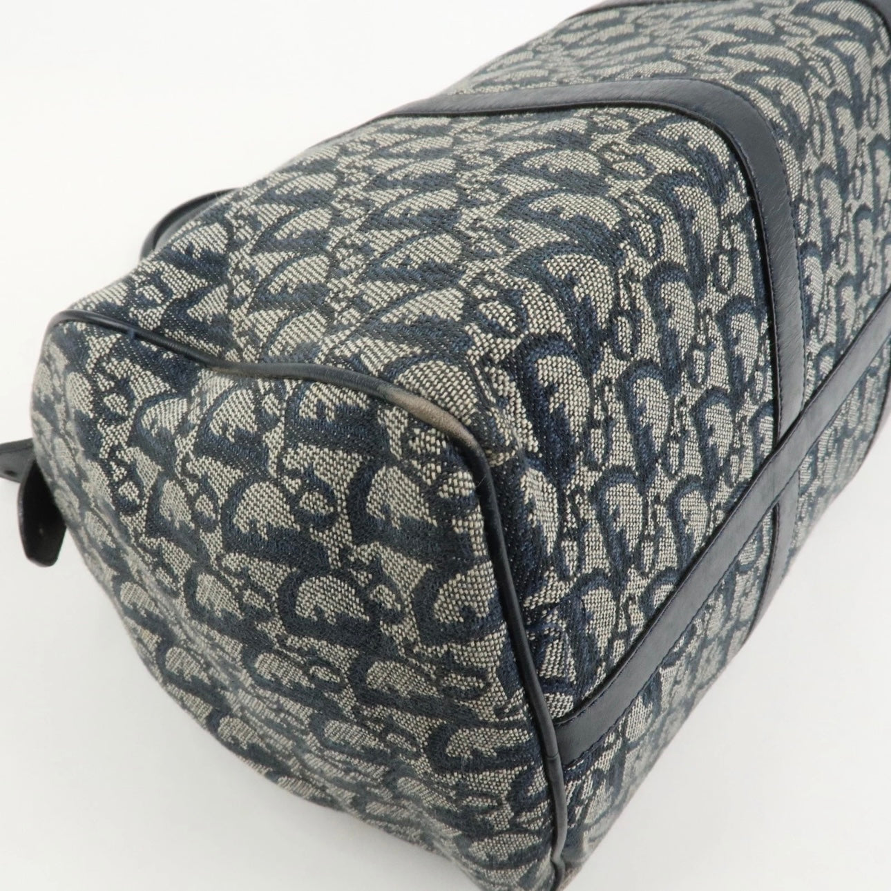 Christian Dior Jacquard Boston-  Navy, Leather.