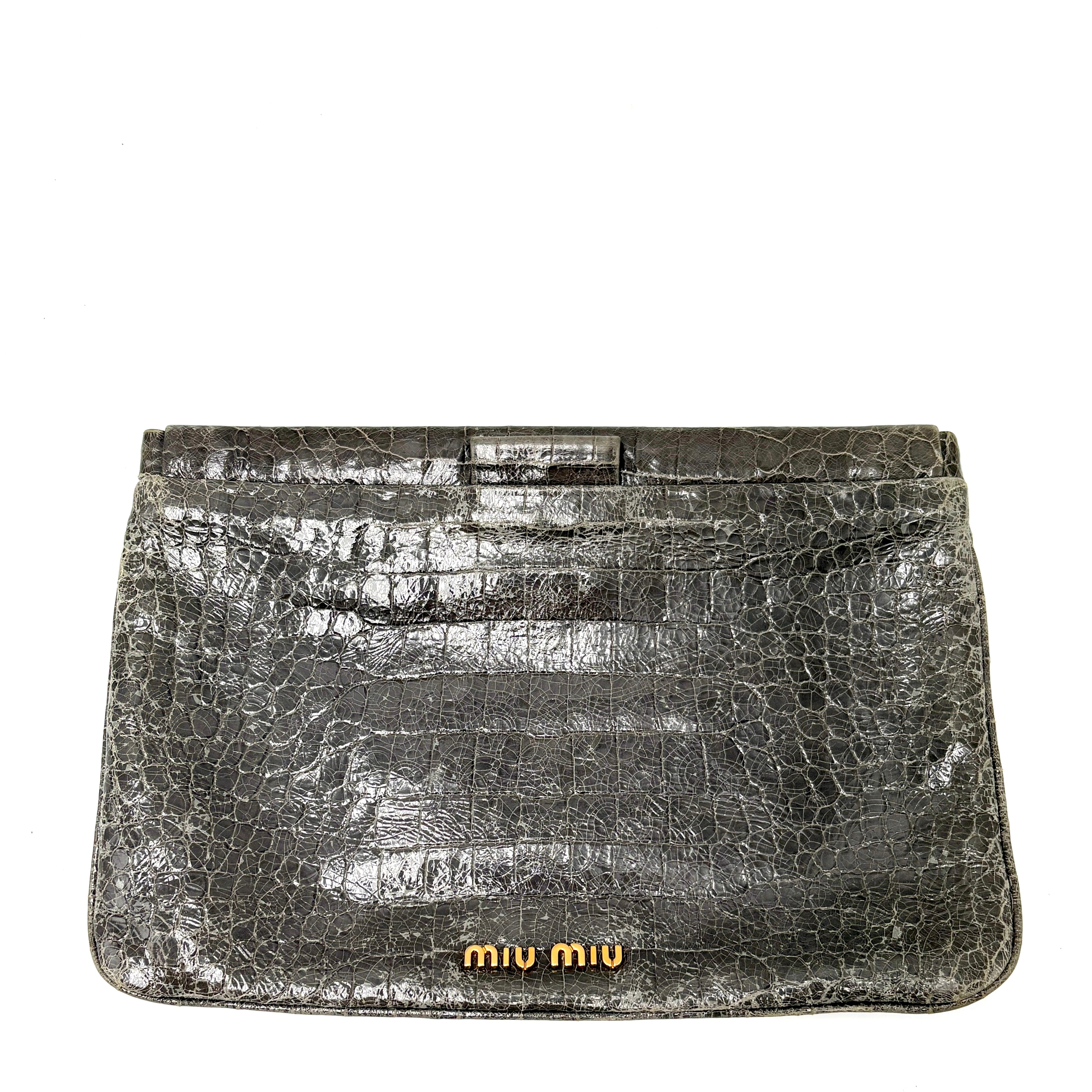 Miu Miu Croco Grey clutch bag